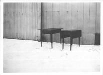 SA0636a - Photo shows two tables, one of which is a drop-leaf., Winterthur Shaker Photograph and Post Card Collection 1851 to 1921c
